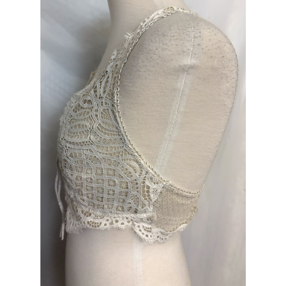 VICTORIA SECRET DREAM ANGELS LACED UP BRALETTE White Floral Mesh Sheer Crochet - Picture 3 of 14